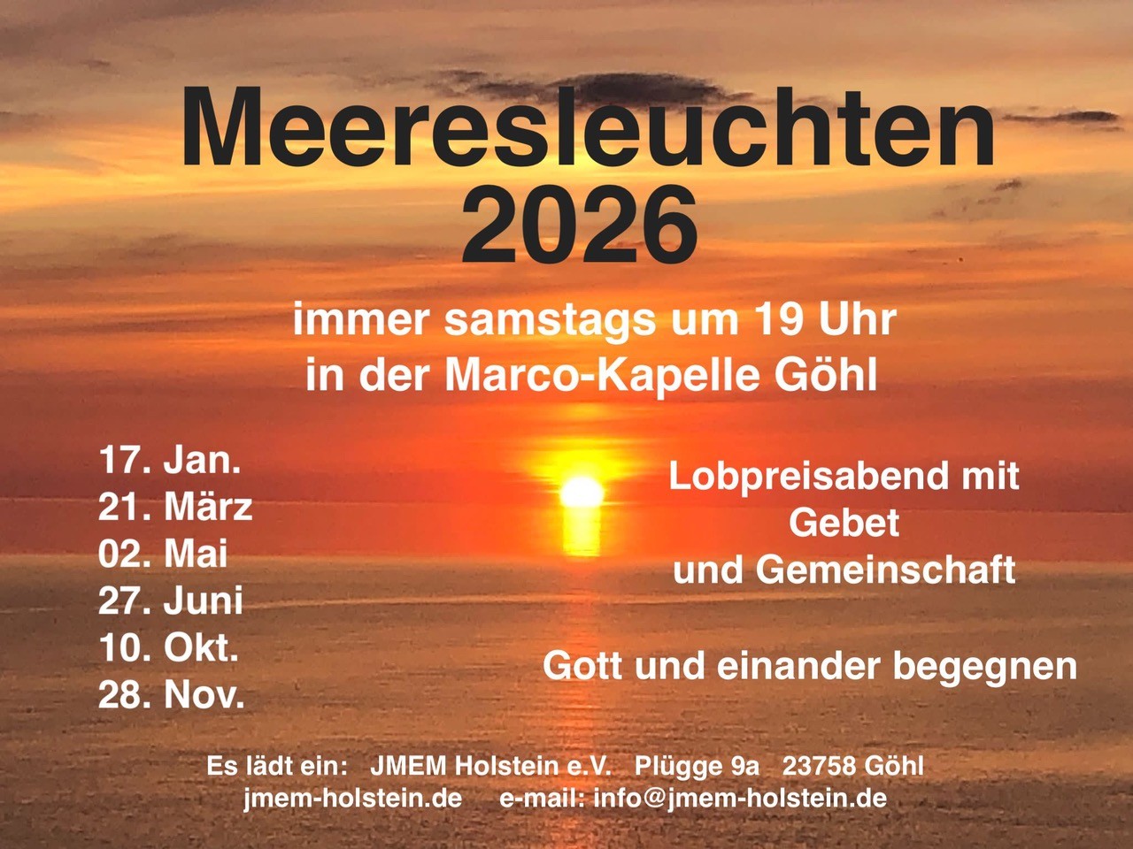 Termine für Meeresleuchten 2026